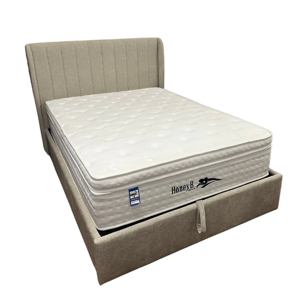 Frida Beige Storage Bedframe by Honey B