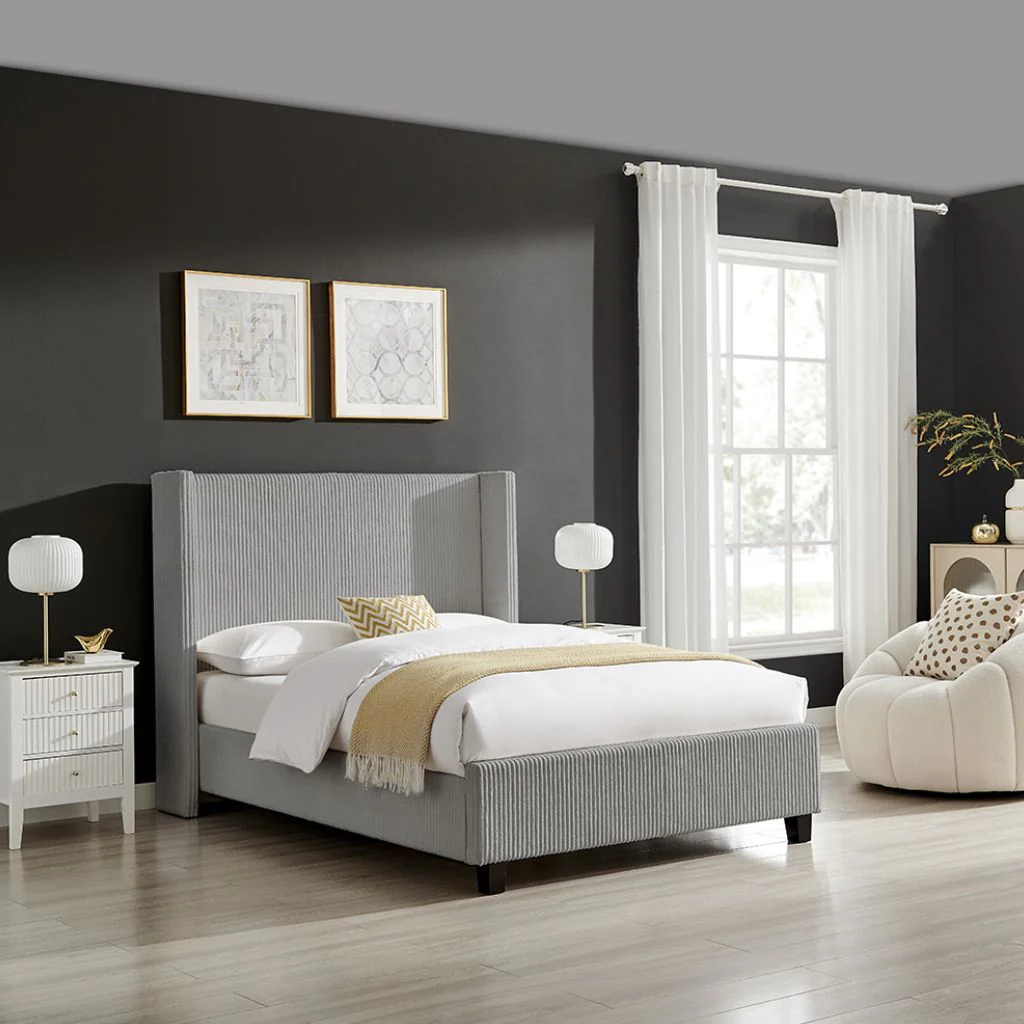 Gemini Grey Cord Fabric Bedframe Range by Limelight