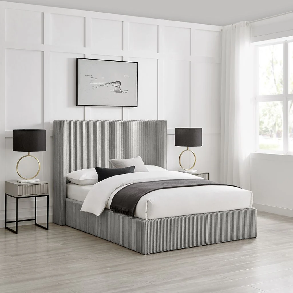 Gemini Grey Cord Fabric Storage Bed Range by Limelight - Image 2