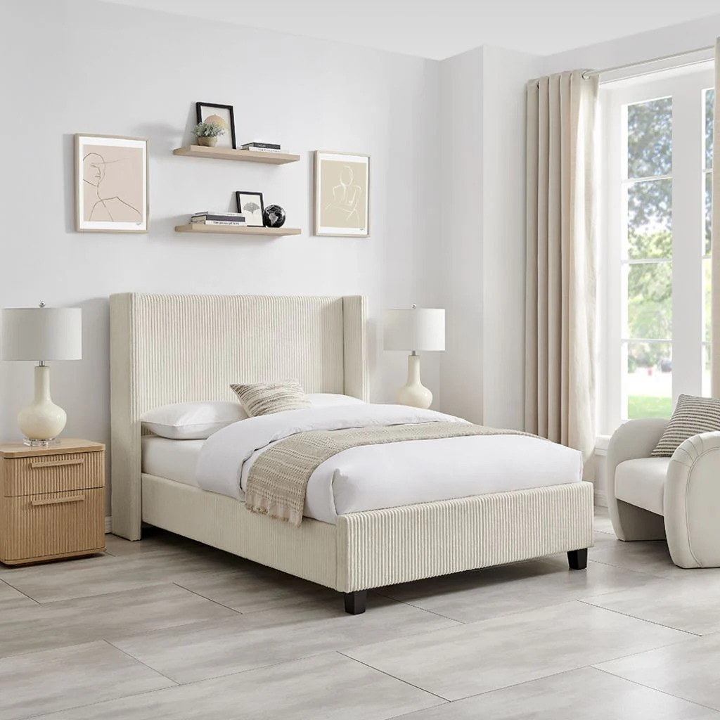 Gemini Natural Cord Fabric Bedframe Range by Limelight