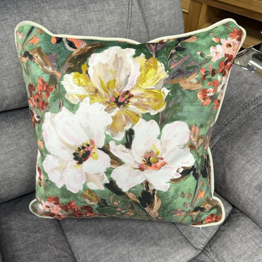 Green Floral Cushion - Image 2