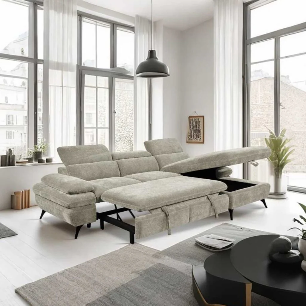 Hannah Cream Corner Sofa Bed by GIE - Image 2