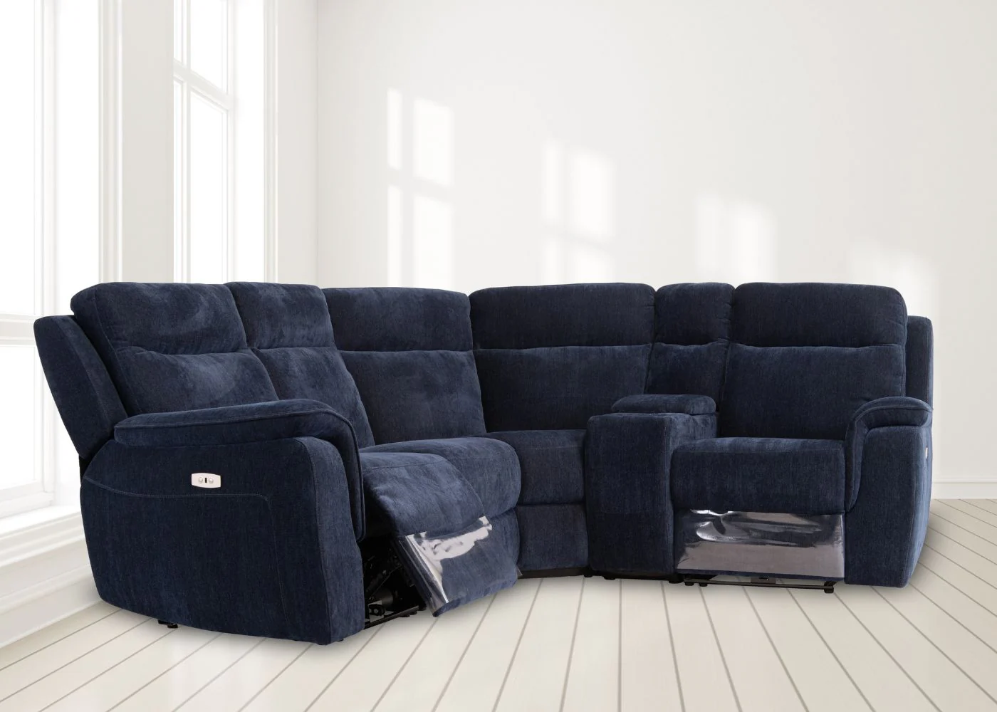 Havarti Fabric Electric Reclining Sofa Range in Blue - Image 8