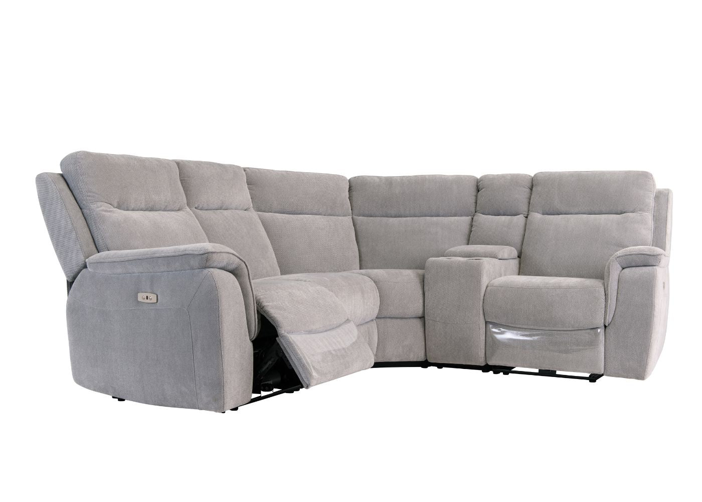 Ashgrove Furnishings Havarti Electric Reclining Sofa in Silver Grey Fabric - Image 5