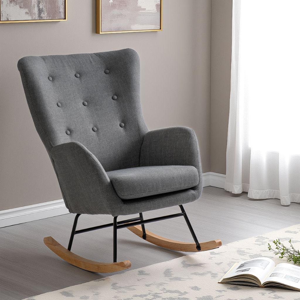 Hayden Dark Grey Fabric Rocking Chair by Wholesale