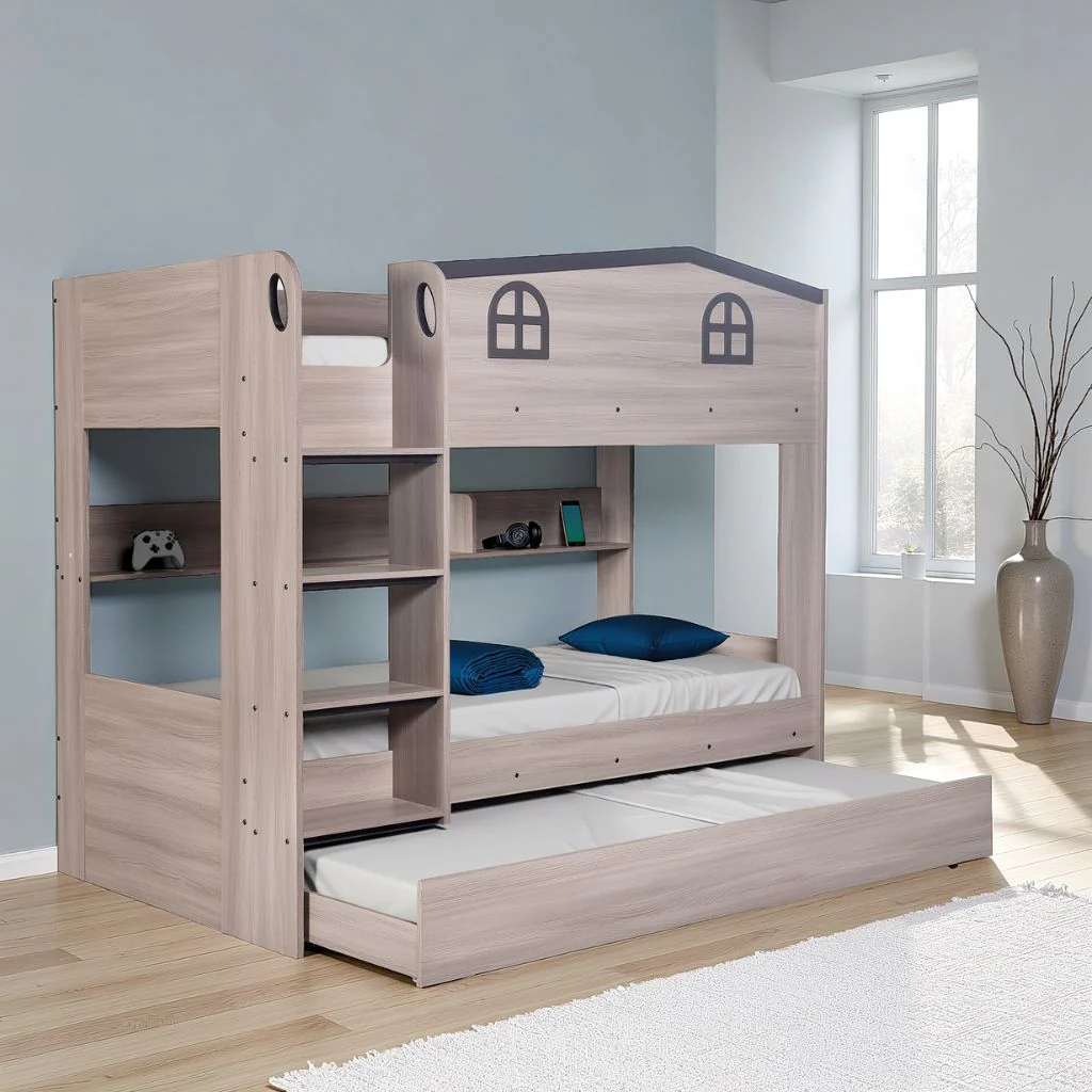 Hector Ash Grey Bunk Bed and Trundle Set by Wholesale