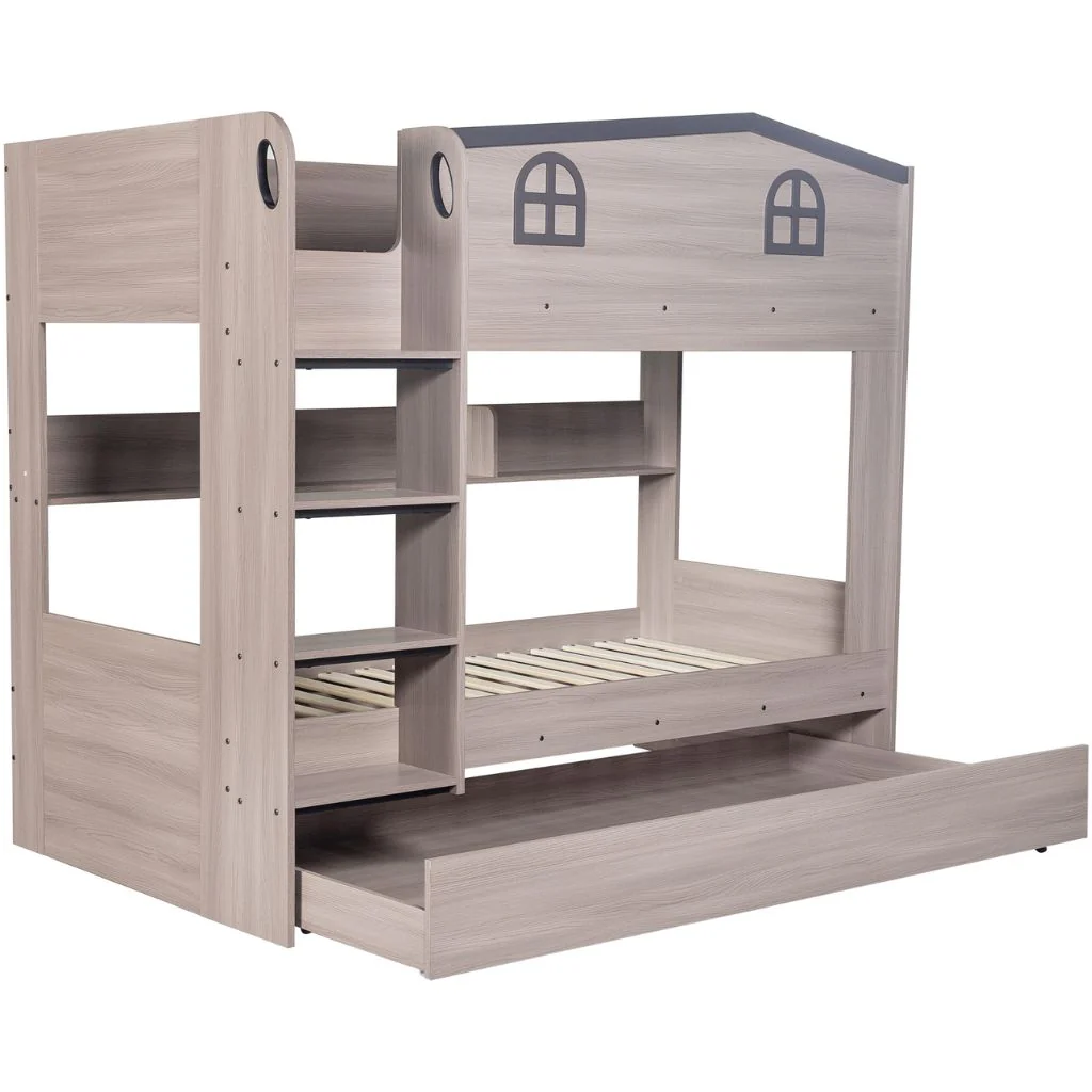 Hector Ash Grey Bunk Bed and Trundle Set by Wholesale - Image 2