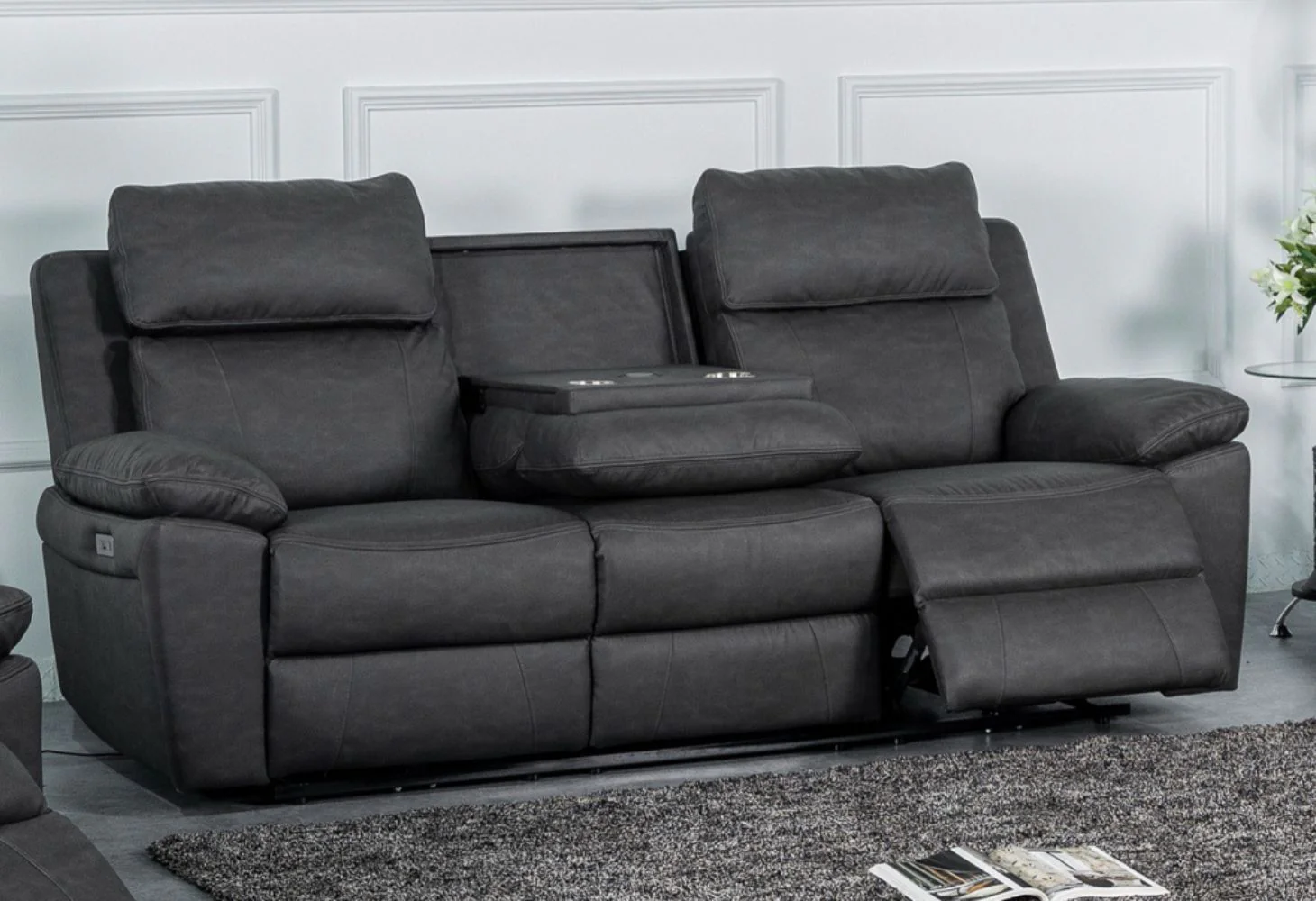 Huntington Dark Grey Electric Reclining Sofa Range by Annaghmore - Image 3