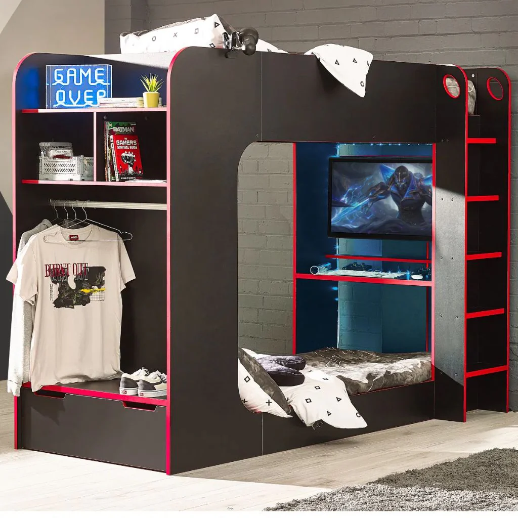 Impact Black/Red Gaming Bunk by Julian Bowen