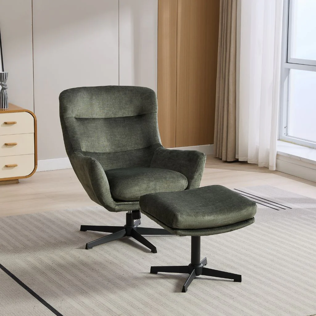 Isla Winter Moss Swivel Chair with Footstool by Image - Image 2