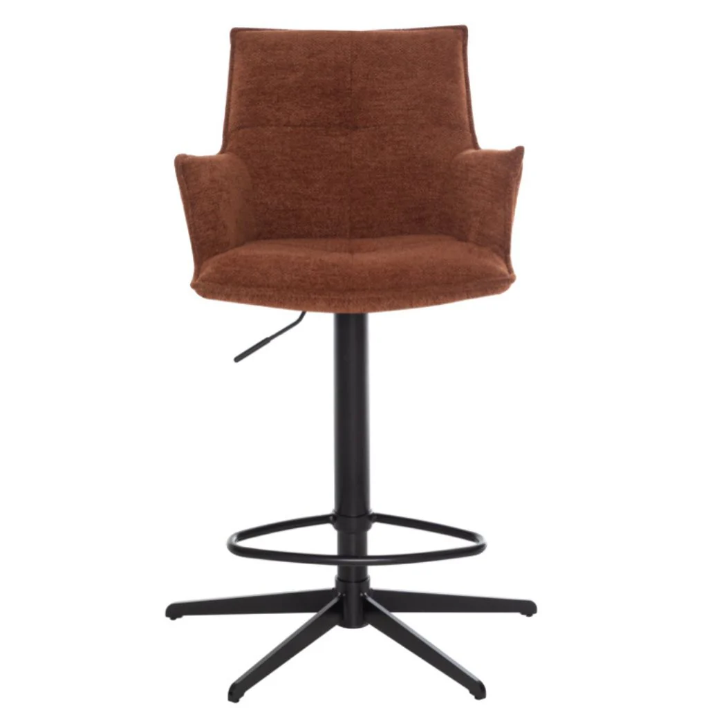 Pair of Jacob Tan Fabric Bar Stools by Annaghmore - Image 2