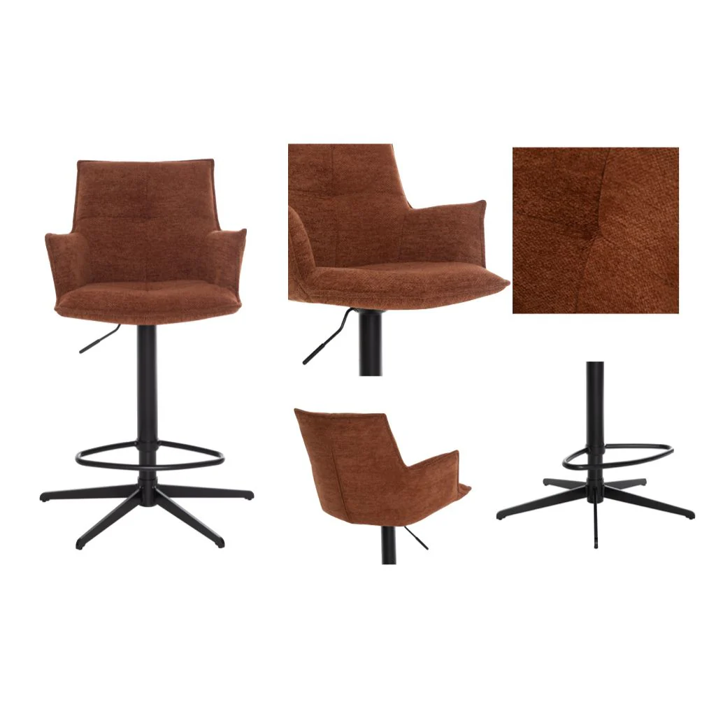 Pair of Jacob Tan Fabric Bar Stools by Annaghmore - Image 3