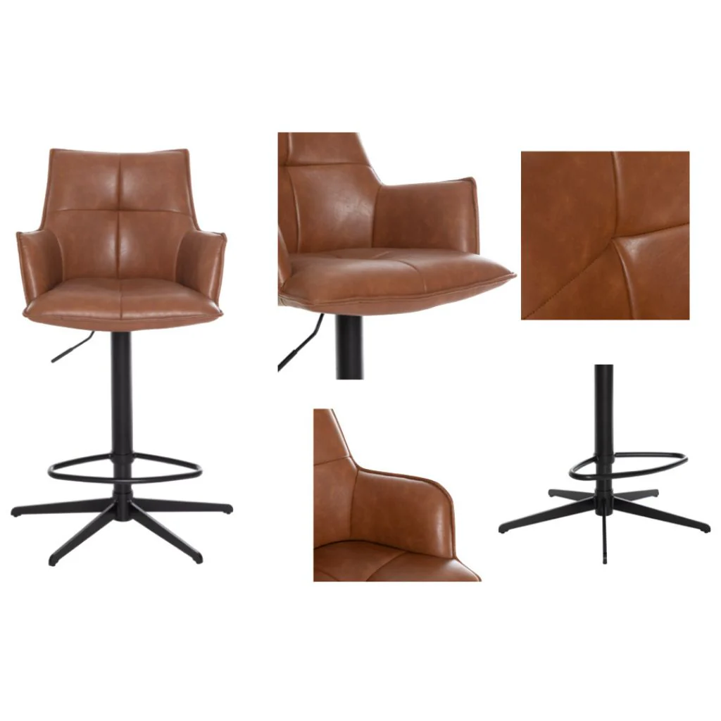 Pair of Jacob Tan PU Bar Stools by Annaghmore - Image 3