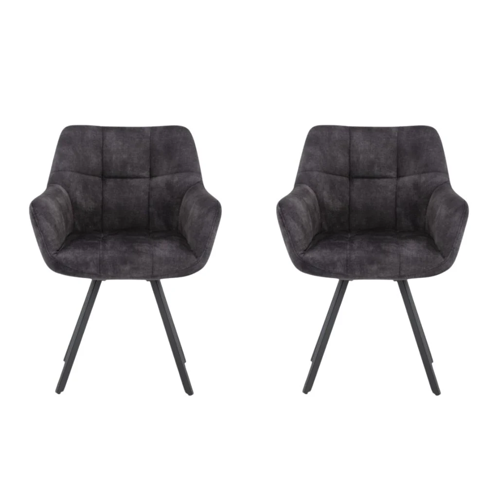 Pair of Jade Charcoal Dining Chairs by Annaghmore