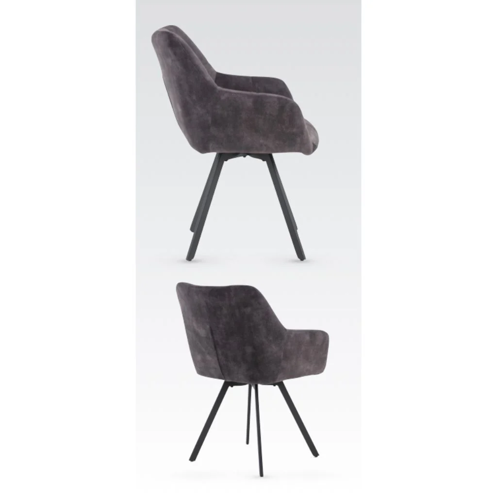 Pair of Jade Charcoal Dining Chairs by Annaghmore - Image 3