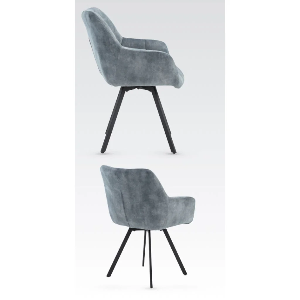 Pair of Jade Stone Blue Dining Chairs by Anaghmore - Image 3