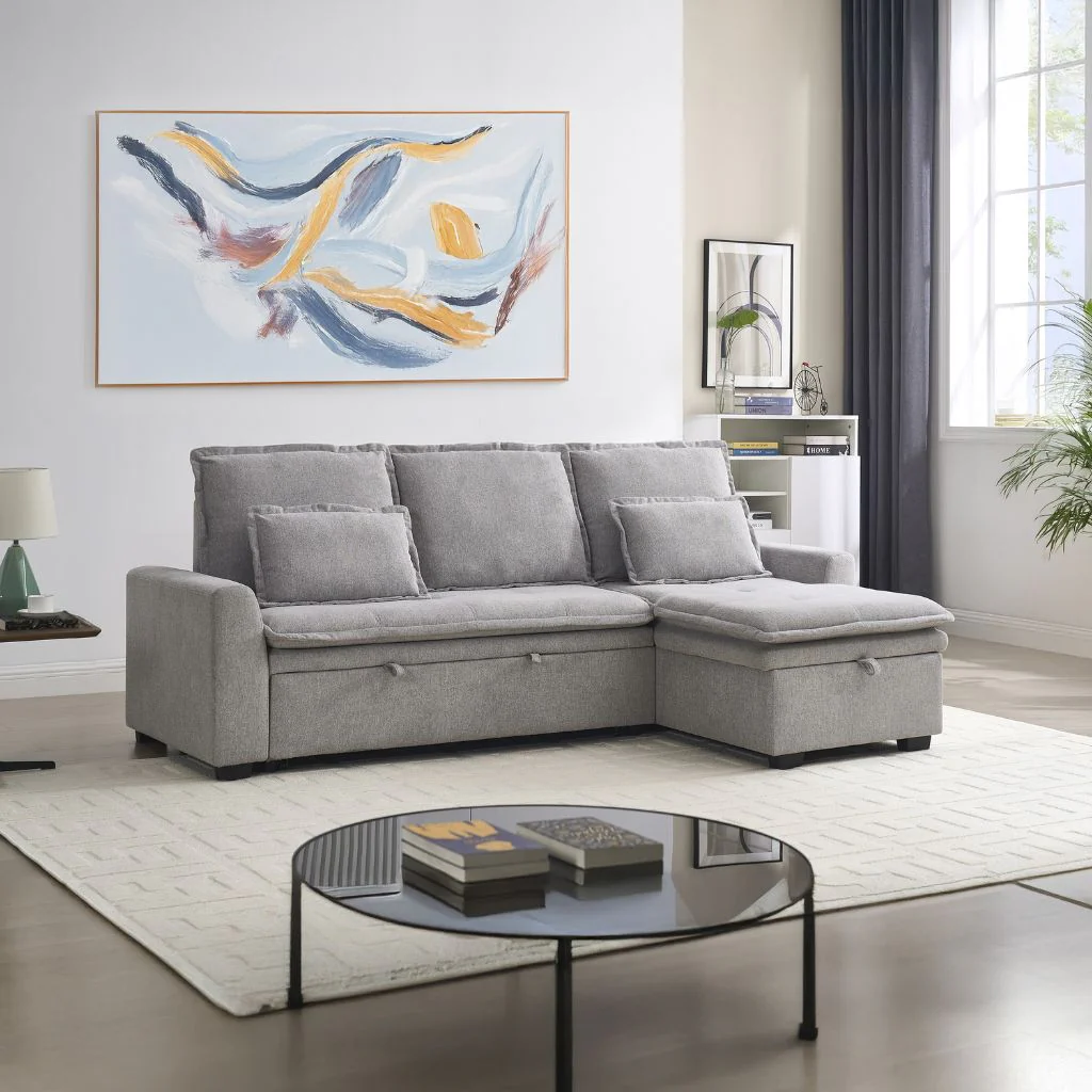 Jonah Grey Interchangeable Corner Sofa Bed by Derrys