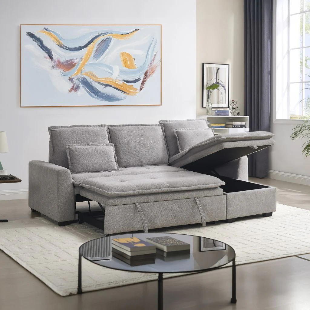Jonah Grey Interchangeable Corner Sofa Bed by Derrys - Image 3