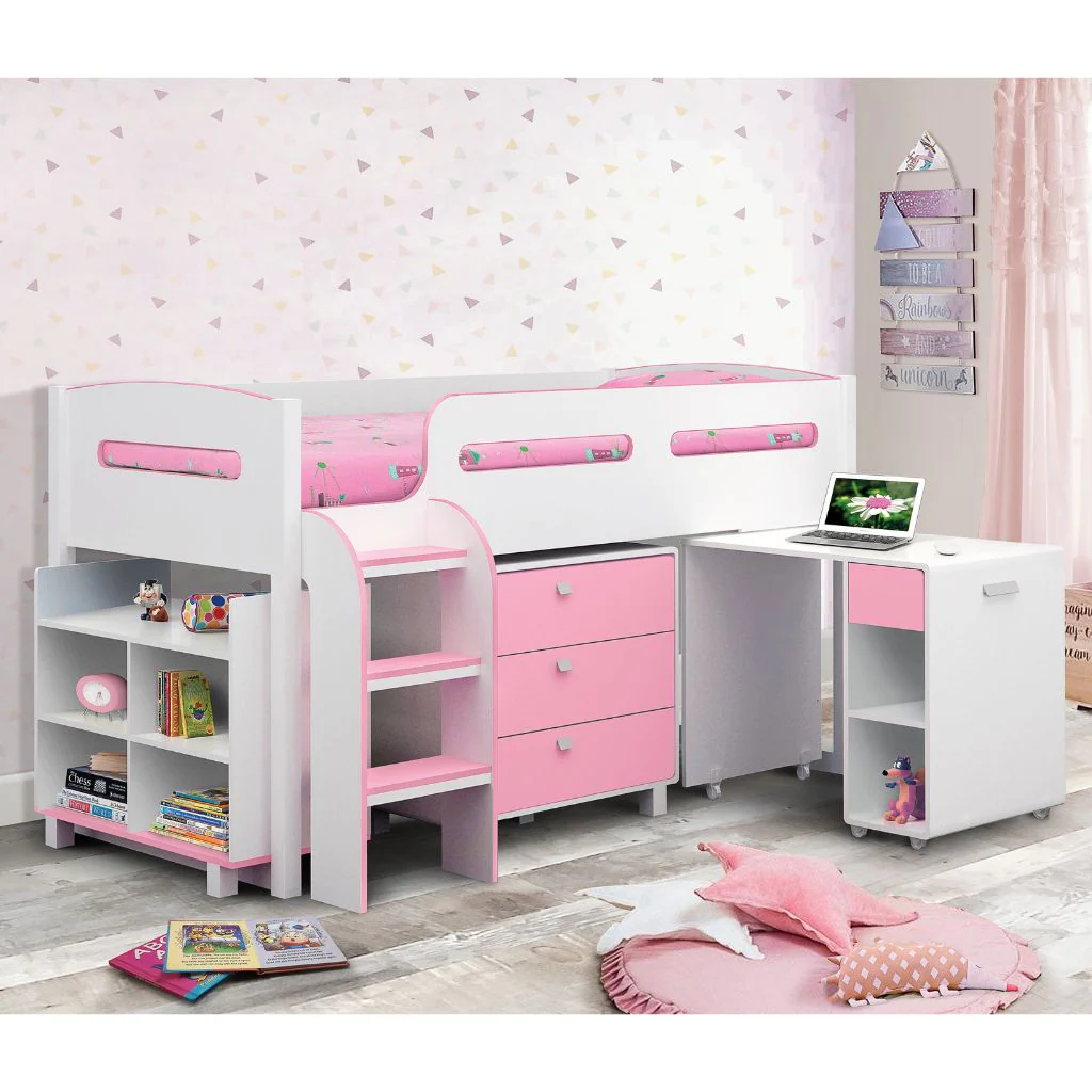 Kimbo Pink & White Cabin Bed by Julian Bowen