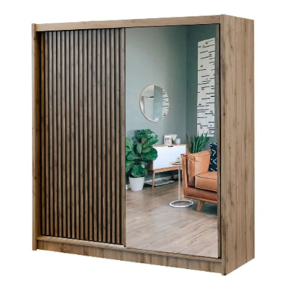 London 1.5m Wotan Oak Sliding Wardrobe by Brennans
