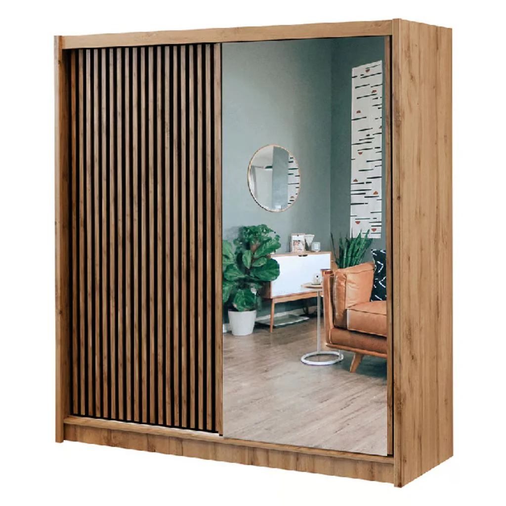 London 2.03m Wotan Oak Sliding Wardrobe by Brennans - Image 3