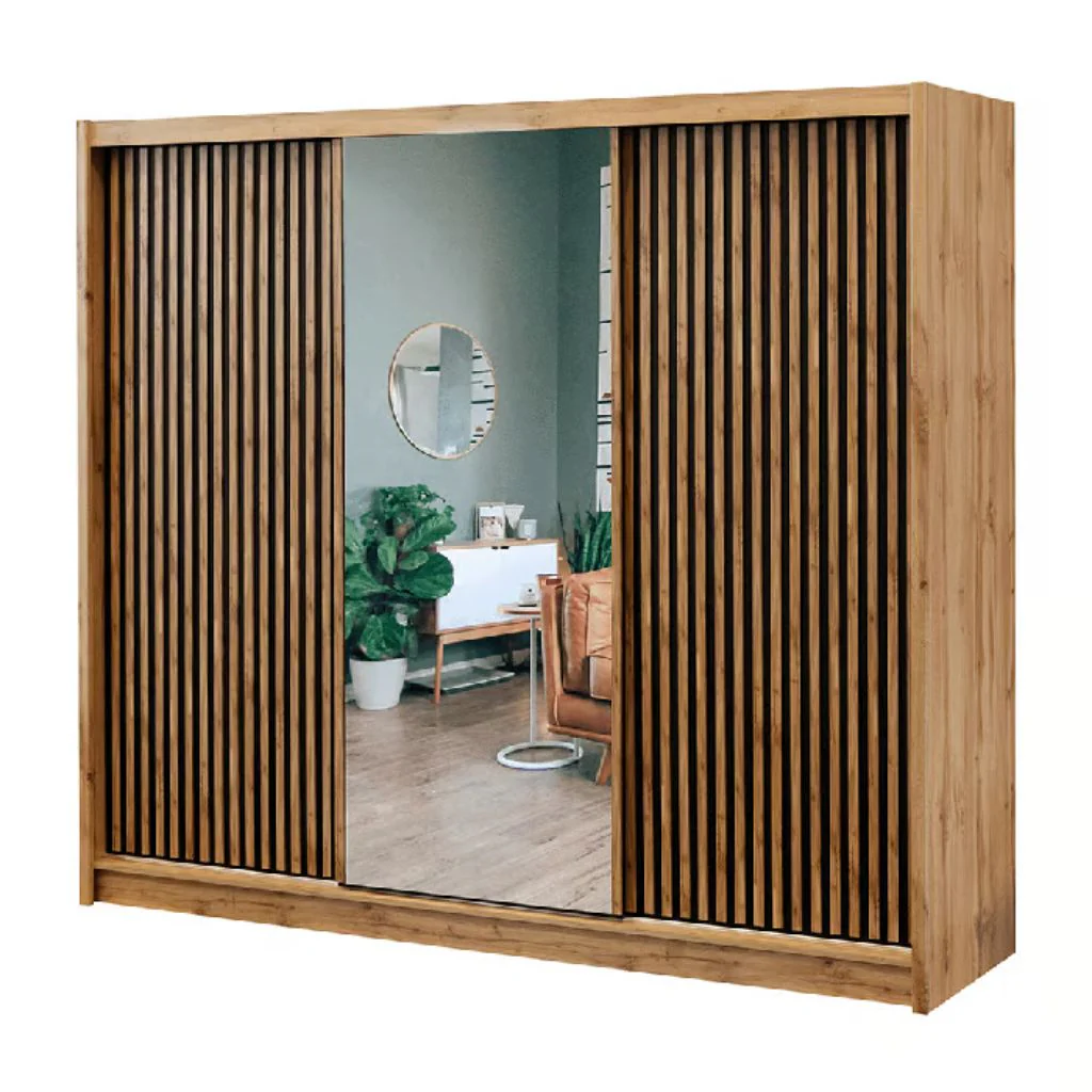 London 2.5m Wotan Oak Sliding Wardrobe by Brennans - Image 3