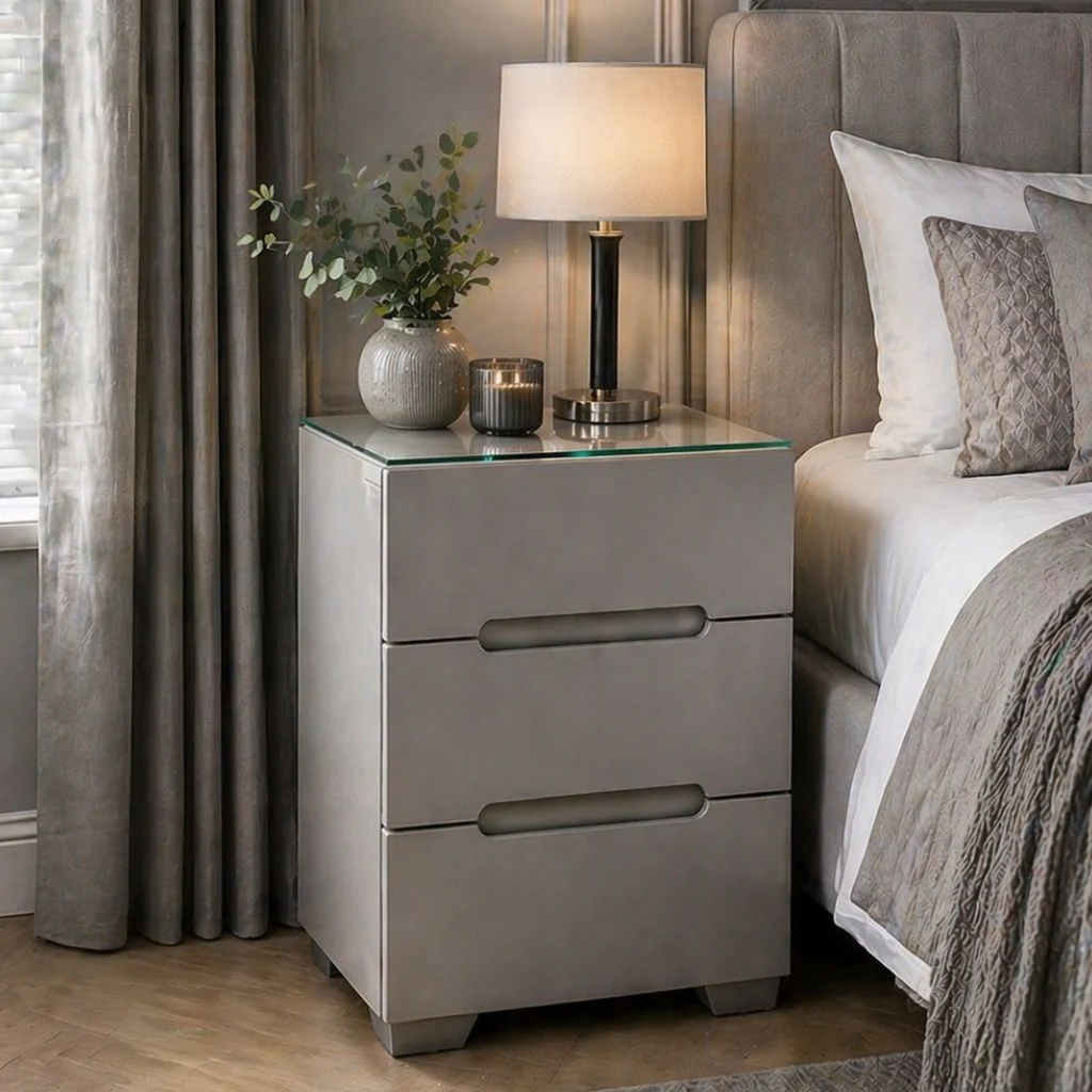 Lux Platinum Grey Bedside by Brennans