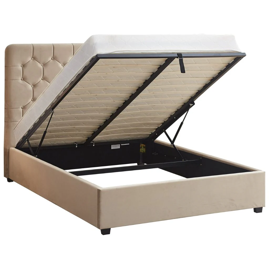 Madison Fawn Velvet Fabric Ottoman Bedframe Range by Wholesale