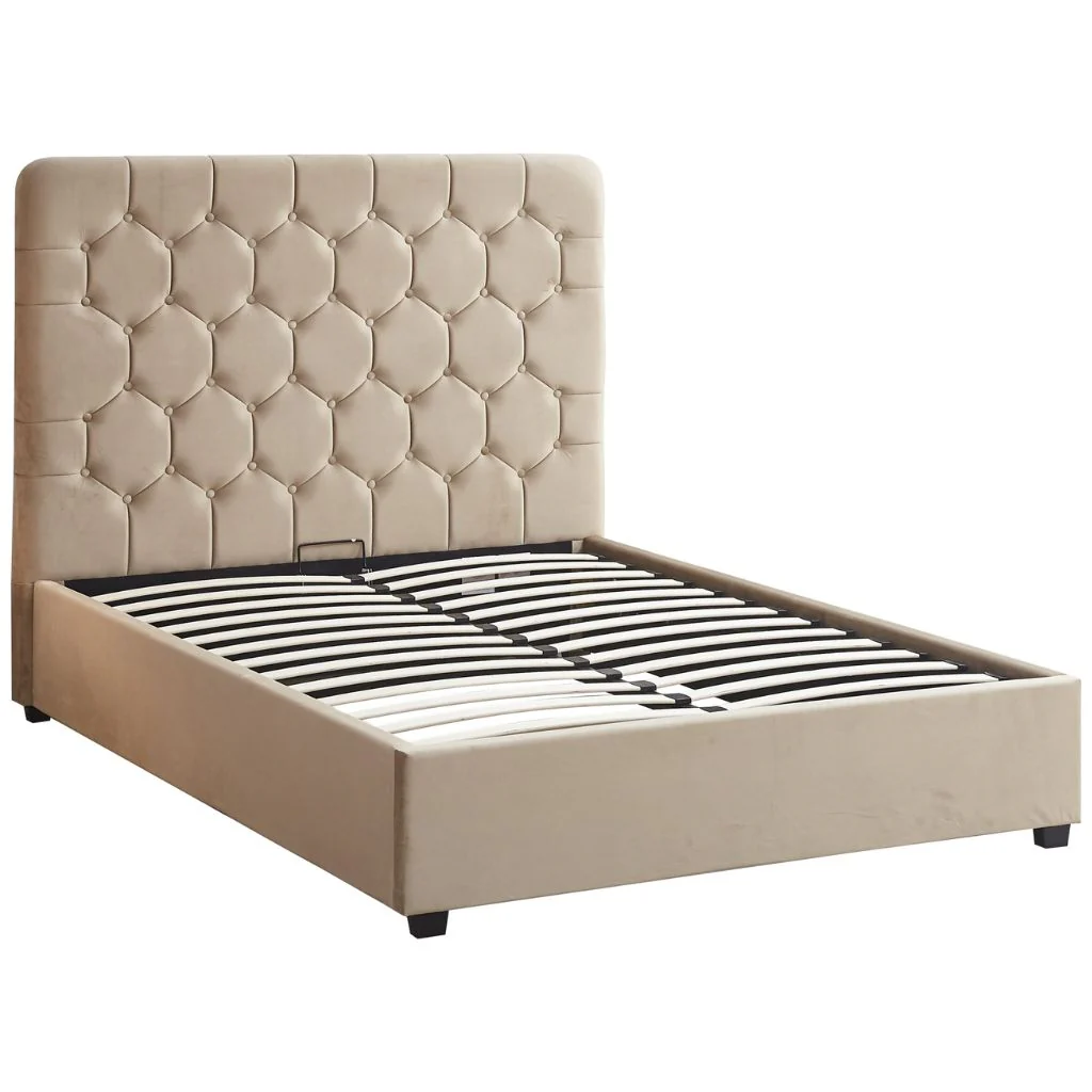 Madison Fawn Velvet Fabric Ottoman Bedframe Range by Wholesale - Image 2