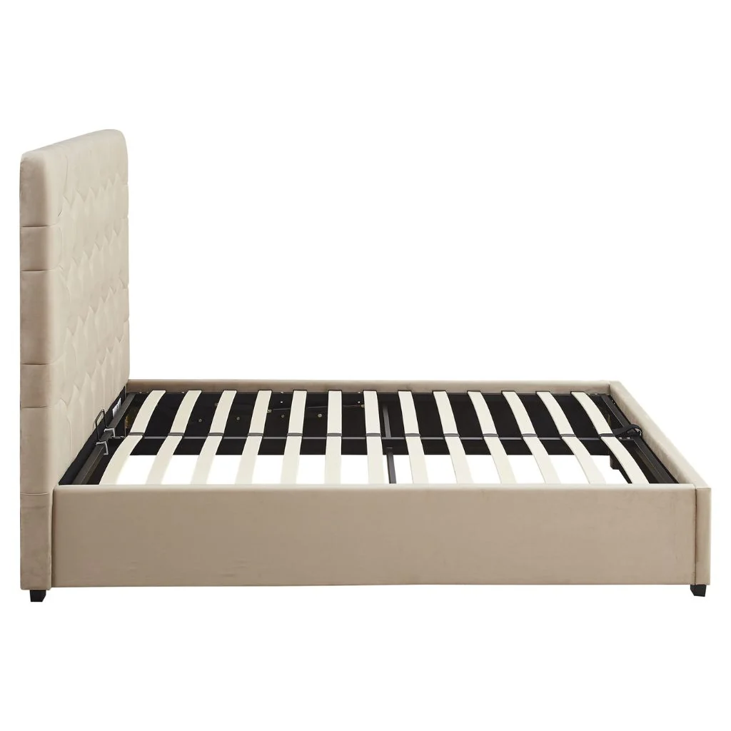 Madison Fawn Velvet Fabric Ottoman Bedframe Range by Wholesale - Image 3
