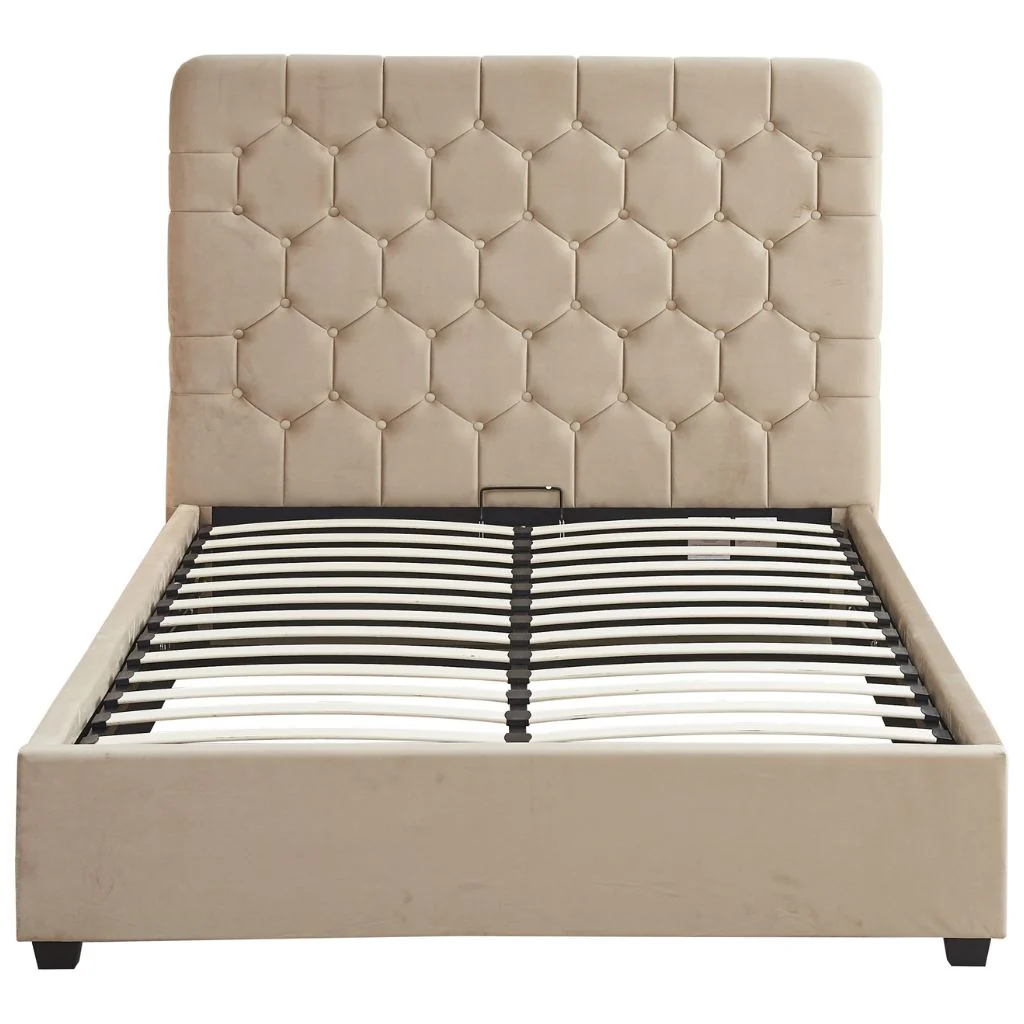 Madison Fawn Velvet Fabric Ottoman Bedframe Range by Wholesale - Image 4