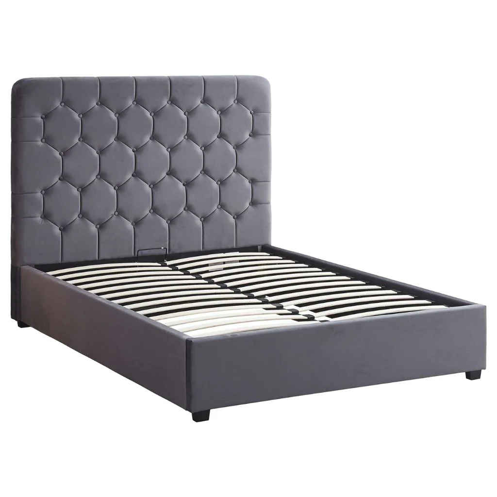 Madison Grey Velvet Fabric Ottoman Bedframe Range by Wholesale - Image 2