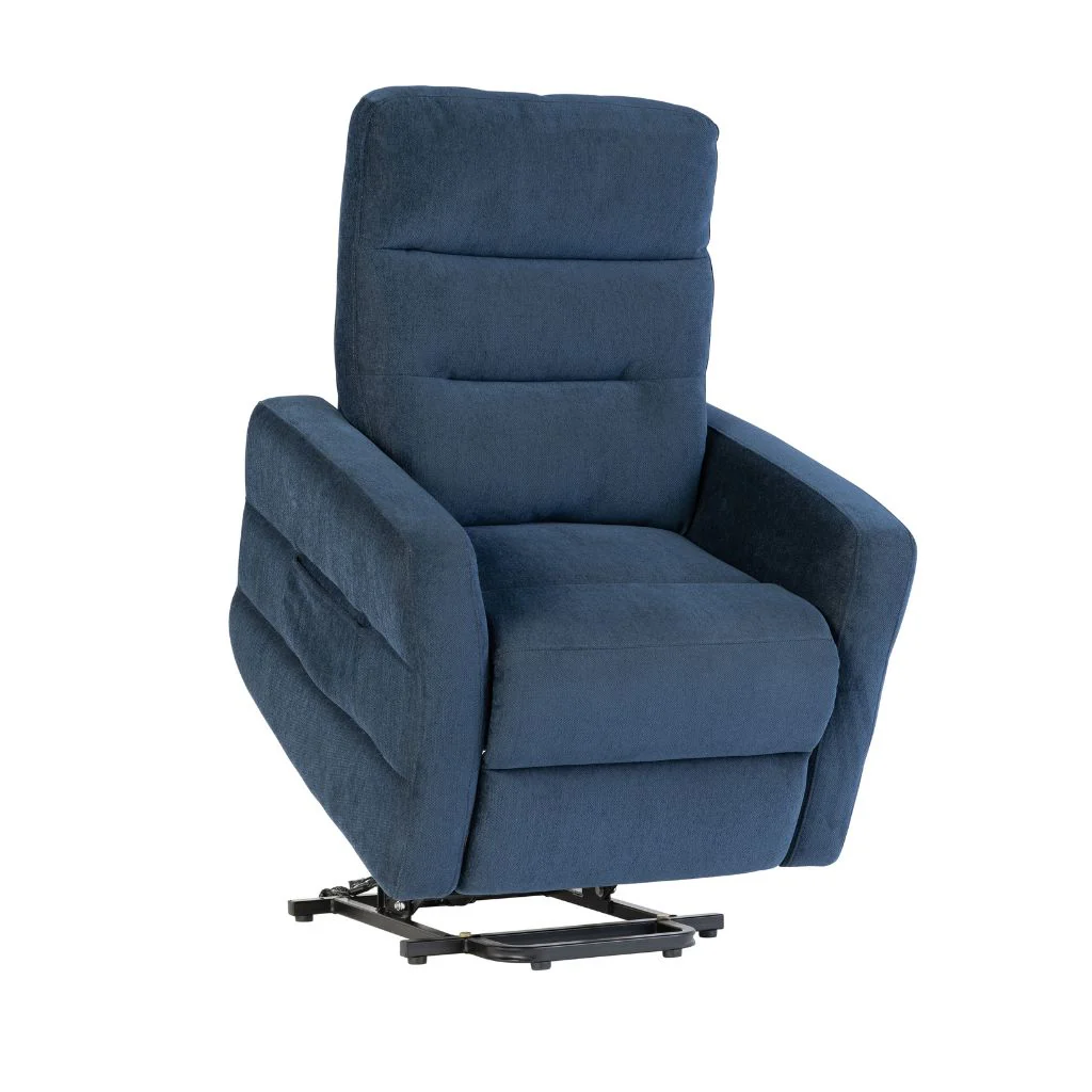 Magenta Navy Blue Fabric Tilt and Rise Electric Recliner