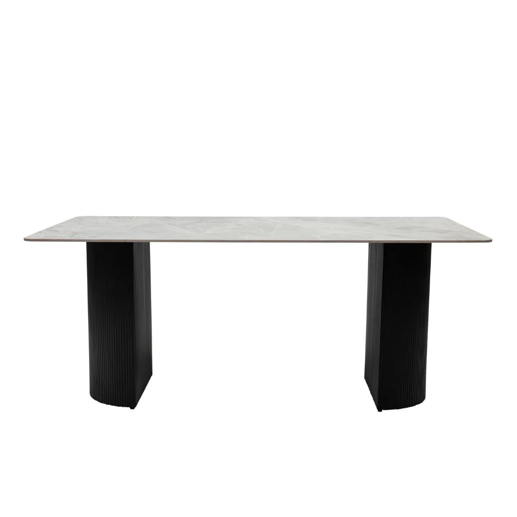 Marina 1.8m Italy Grey Dining Table + 6 Grey PU Chairs - Image 2