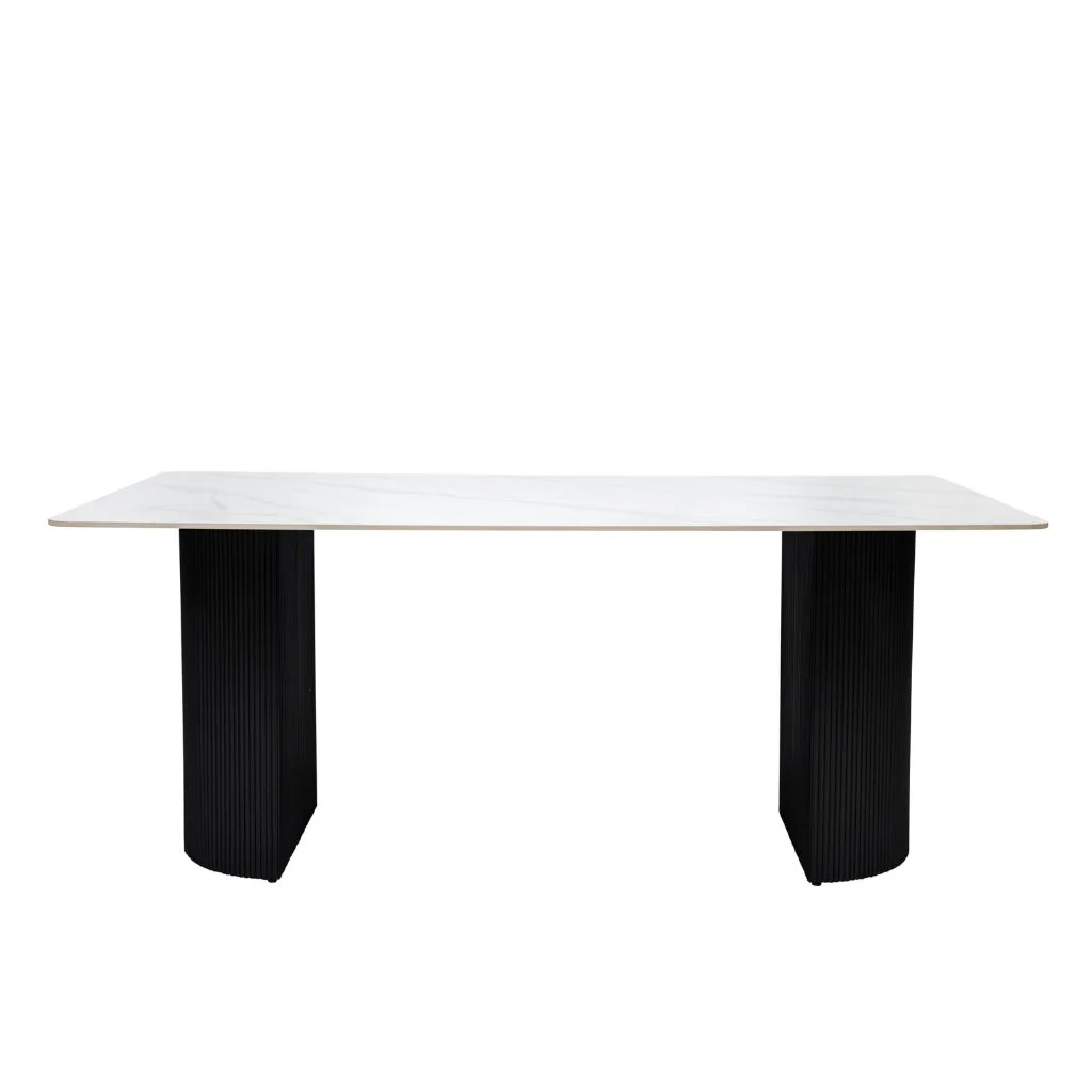 Marina 1.8m Italy White Dining Table + 6 Grey PU Chairs - Image 2