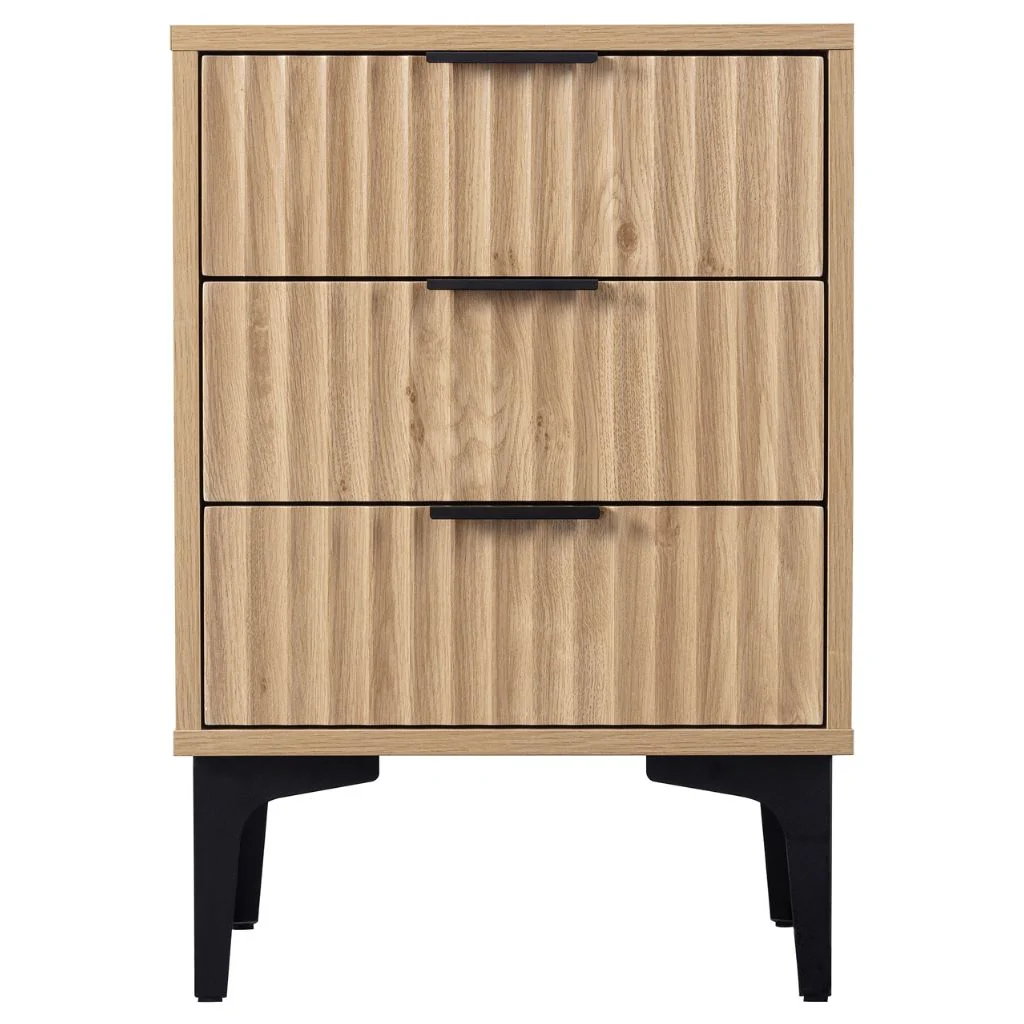Miami Oak Effect 3 Drawer Bedside by Wholesale - Image 2