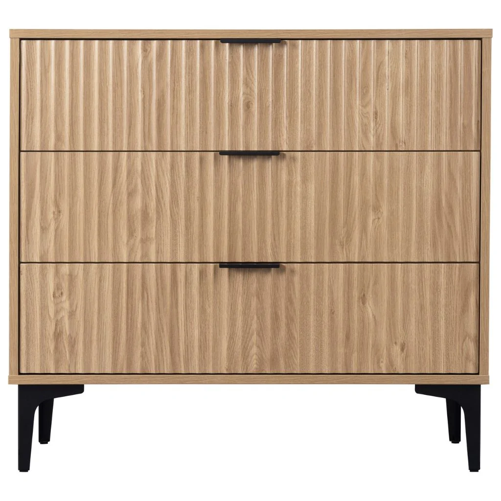 Miami Oak Effect 3 Drawer Chest by Wholesale - Image 2