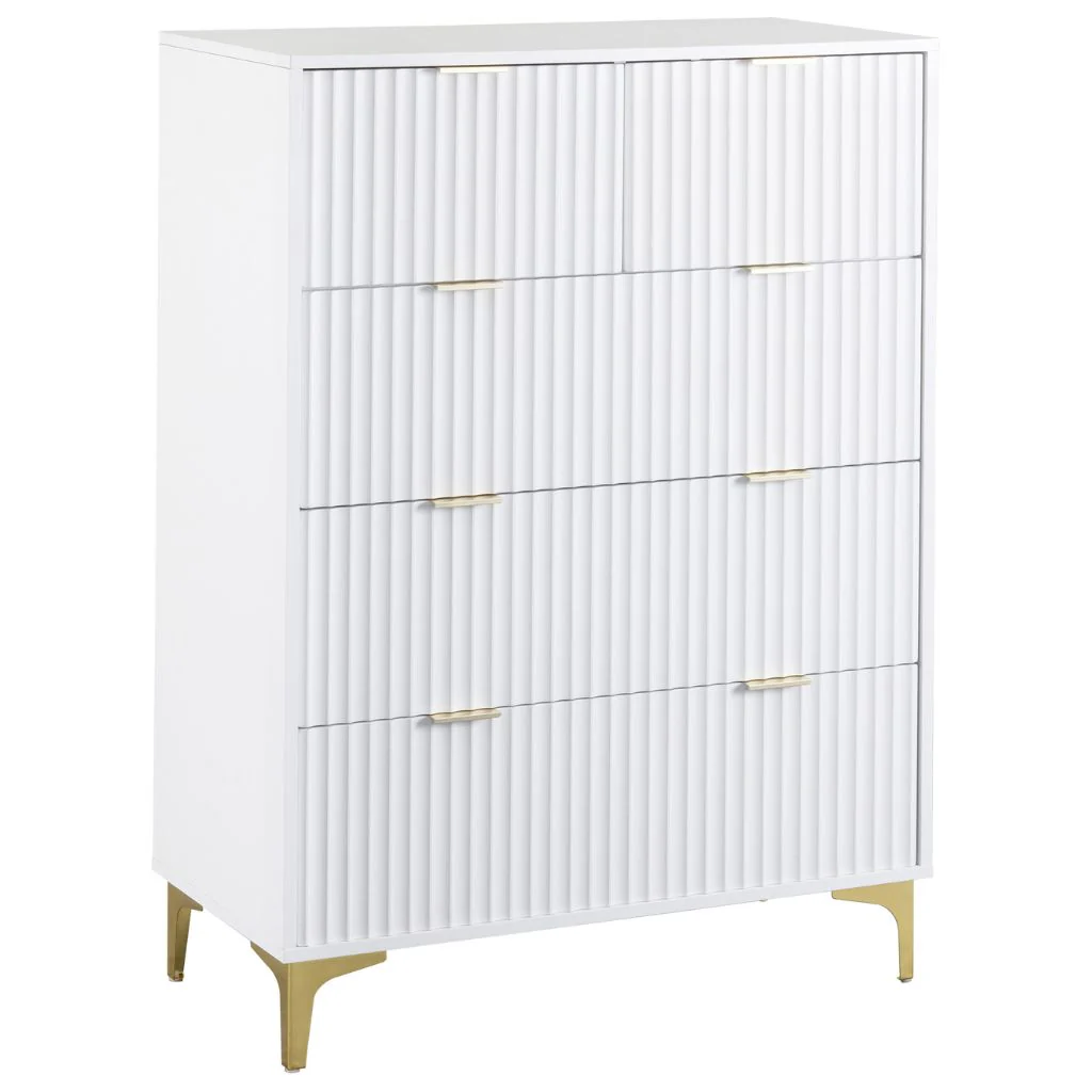 Miami White 3+2 Drawer Chest by Wholesale