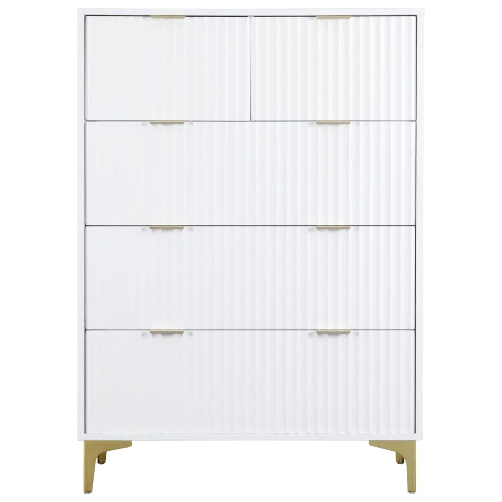Miami White 3+2 Drawer Chest by Wholesale - Image 2