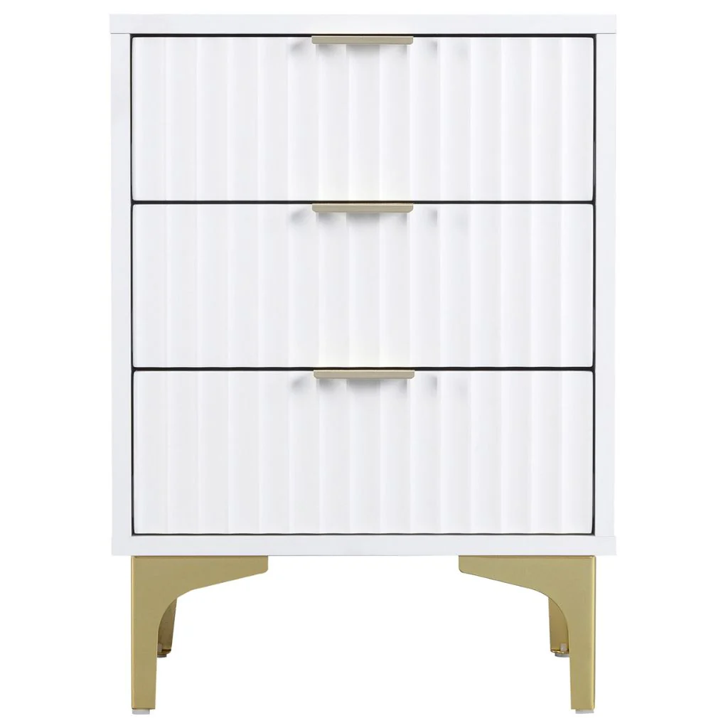Miami White 3 Drawer Bedside by Wholesale - Image 2