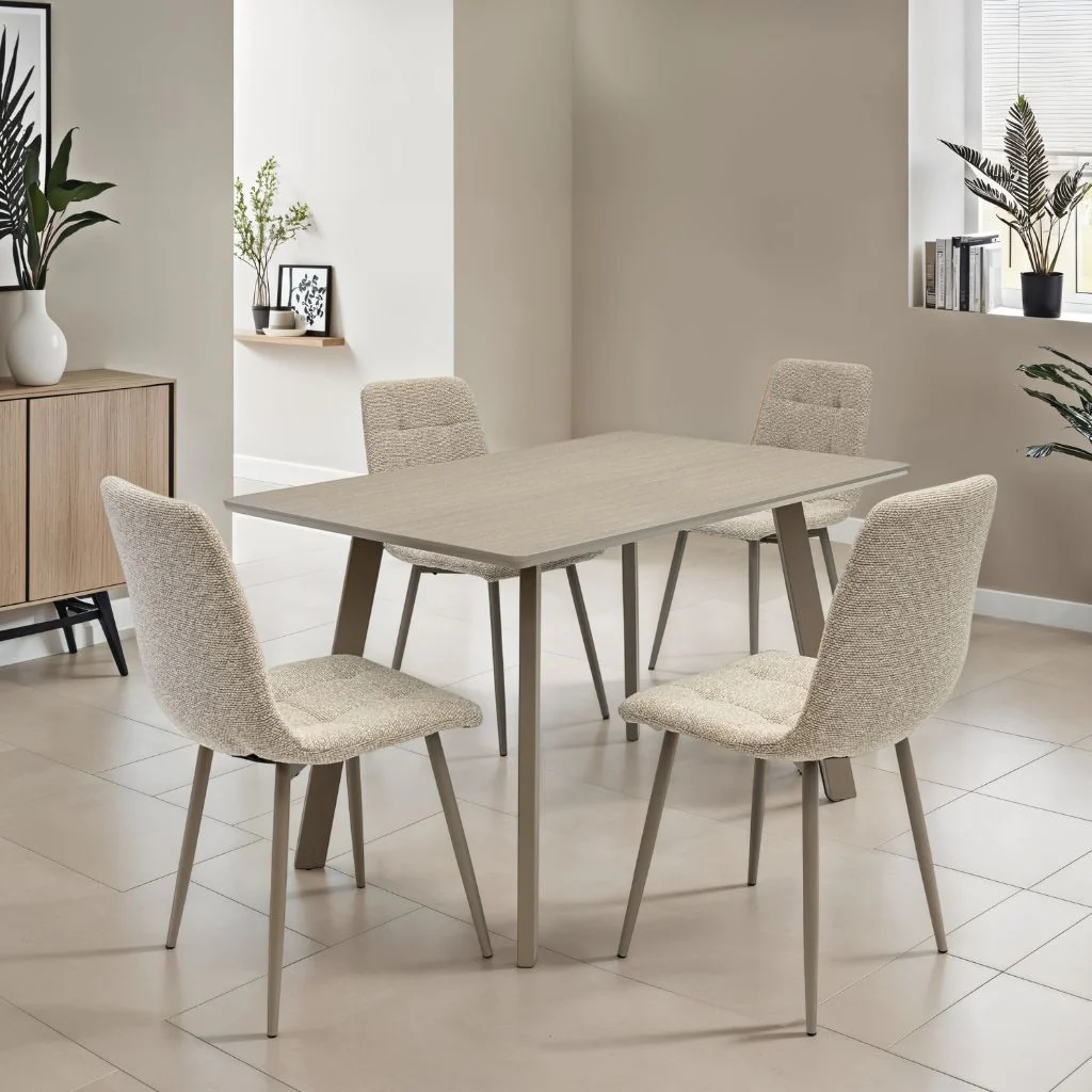 Monza 1.2m Grey Dining Table + 4 Monza Chairs