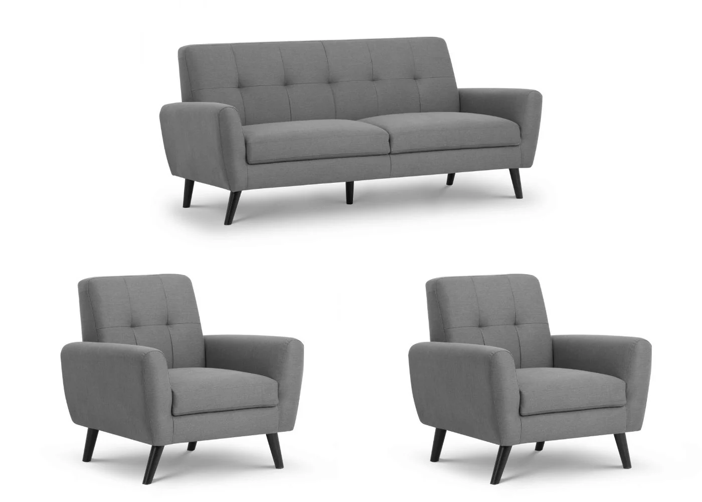 Monza Grey Compact Retro Sofa Range by Julian Bowen - Image 5