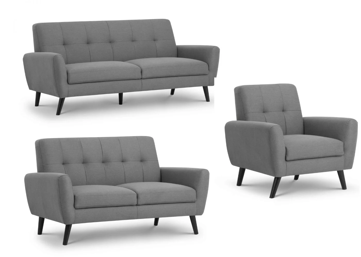 Monza Grey Compact Retro Sofa Range by Julian Bowen - Image 7