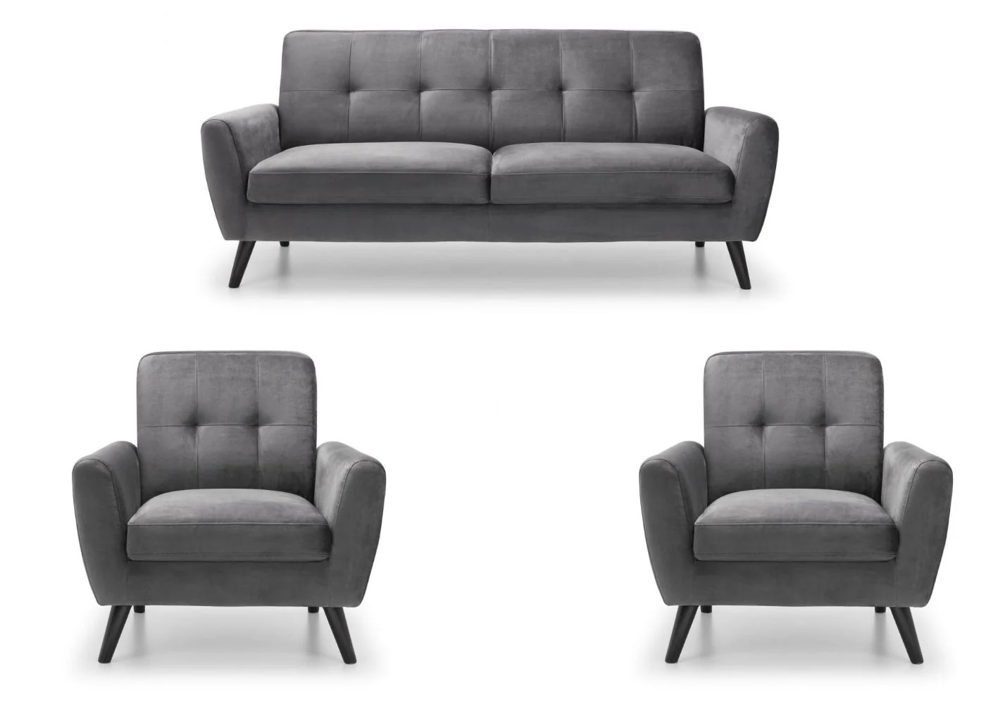 Monza Grey Velvet Sofa Range by Julian Bowen - Image 4