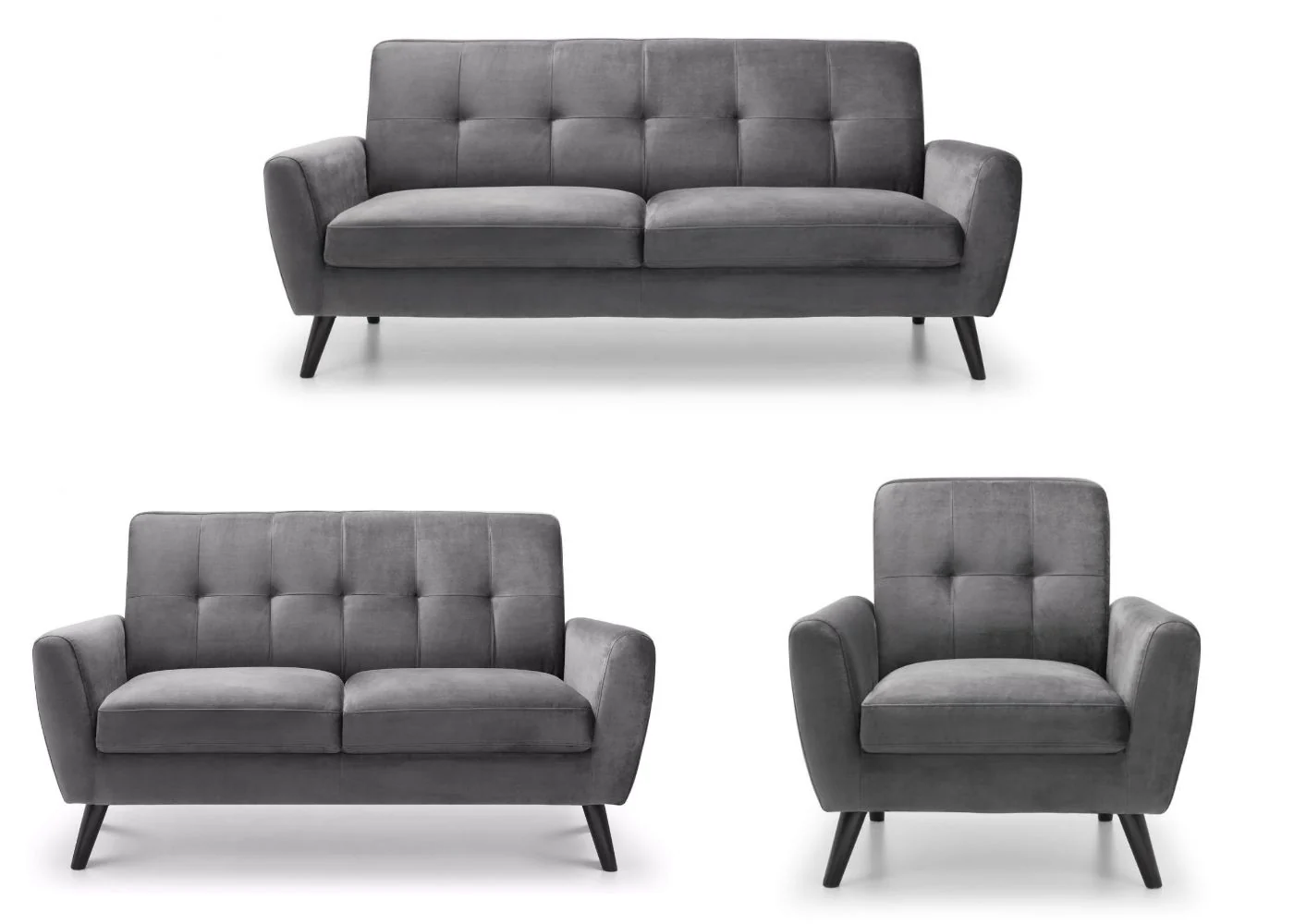 Monza Grey Velvet Sofa Range by Julian Bowen - Image 6