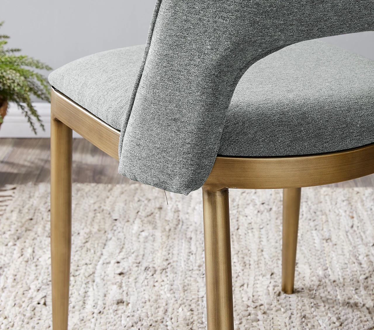 Morgan Pair of Dining Chairs in Brass/Grey Linen by Derrys - Image 2