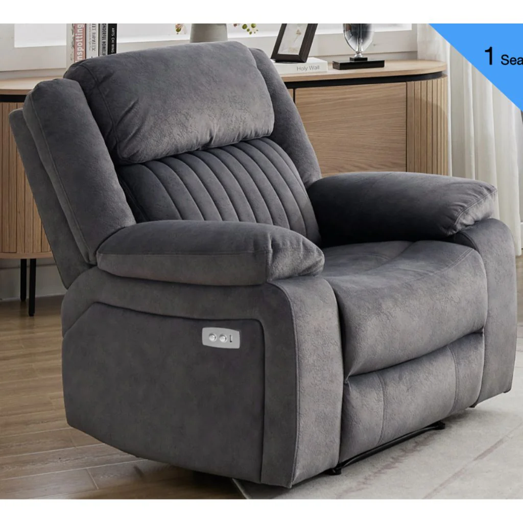 Morgan Slate Grey Electric Reclining Sofa Range by Annaghmore - Image 2