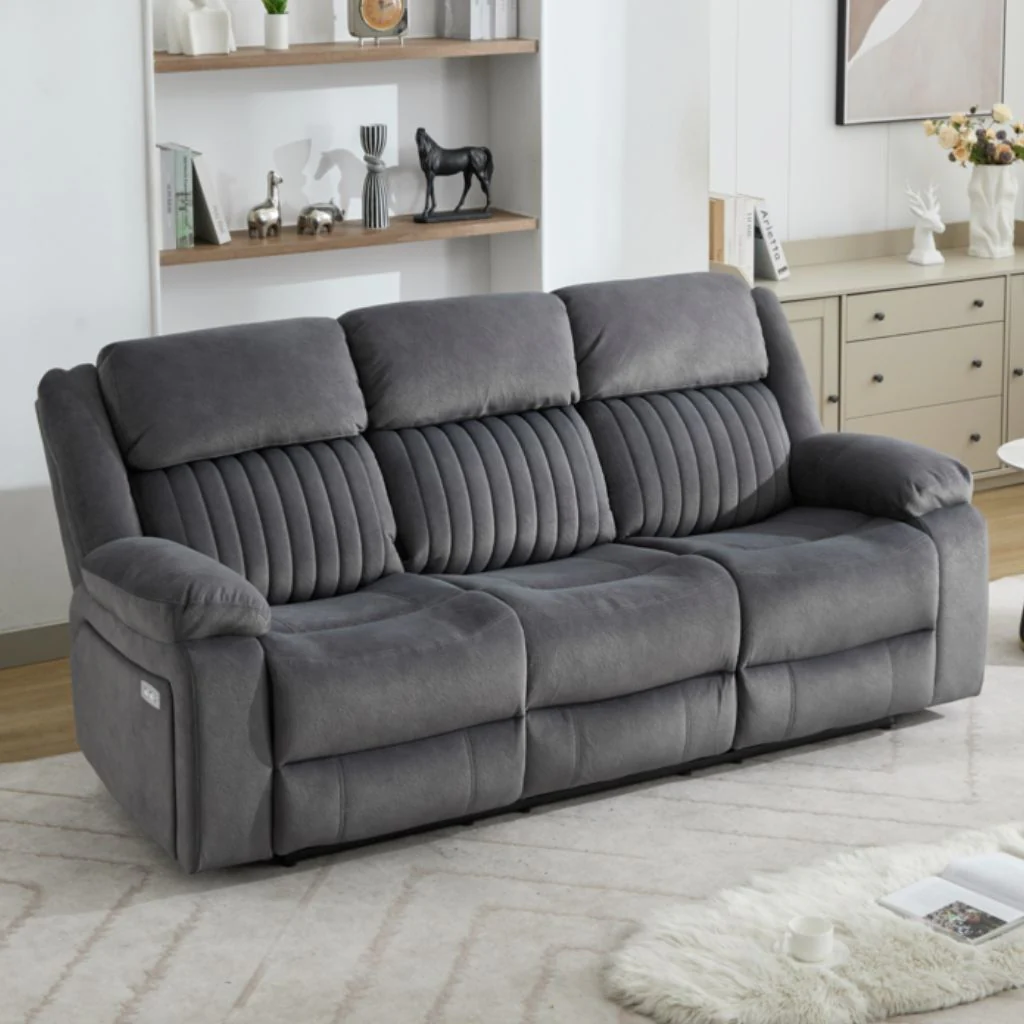 Morgan Slate Grey Electric Reclining Sofa Range by Annaghmore - Image 4