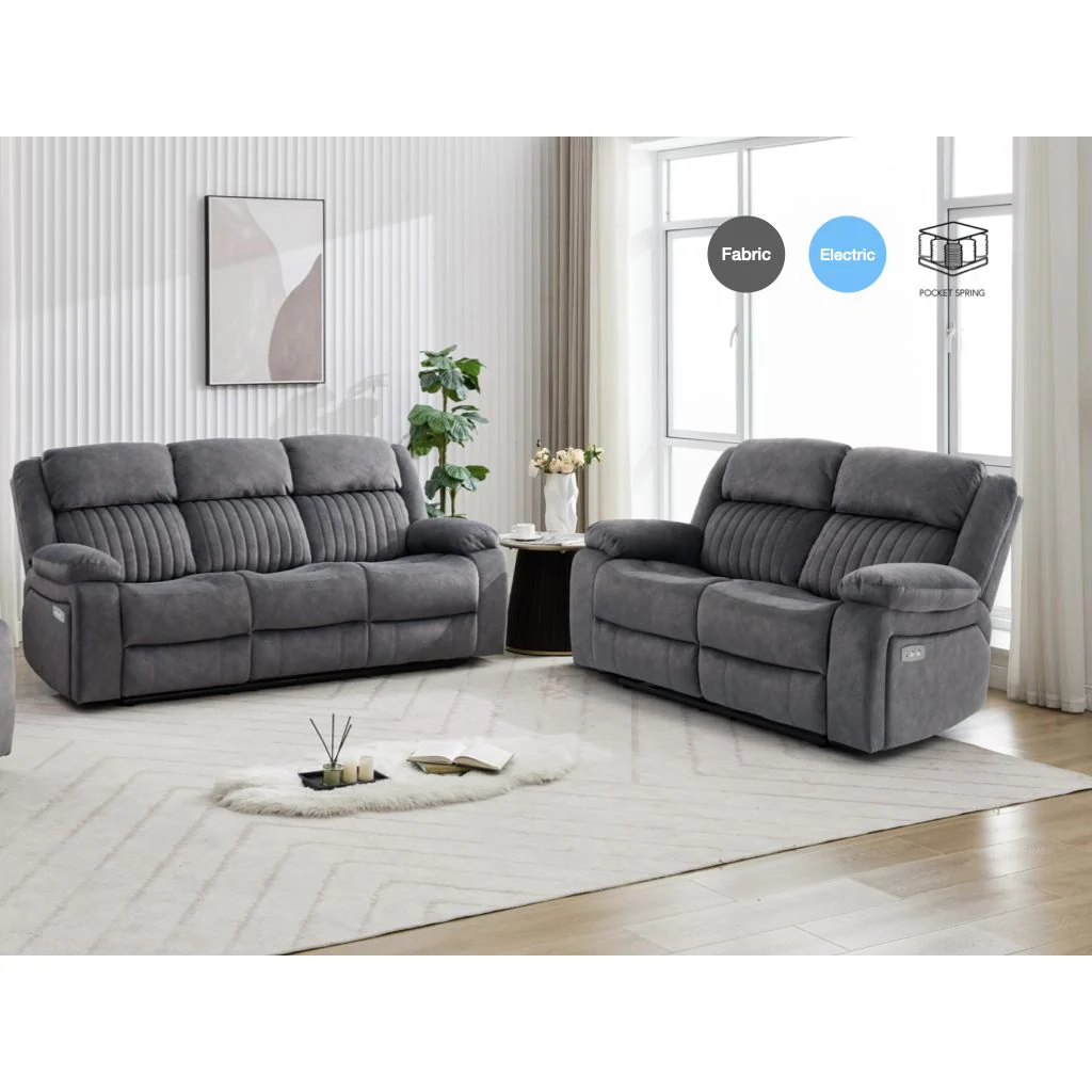 Morgan Slate Grey Electric Reclining Sofa Range by Annaghmore - Image 5