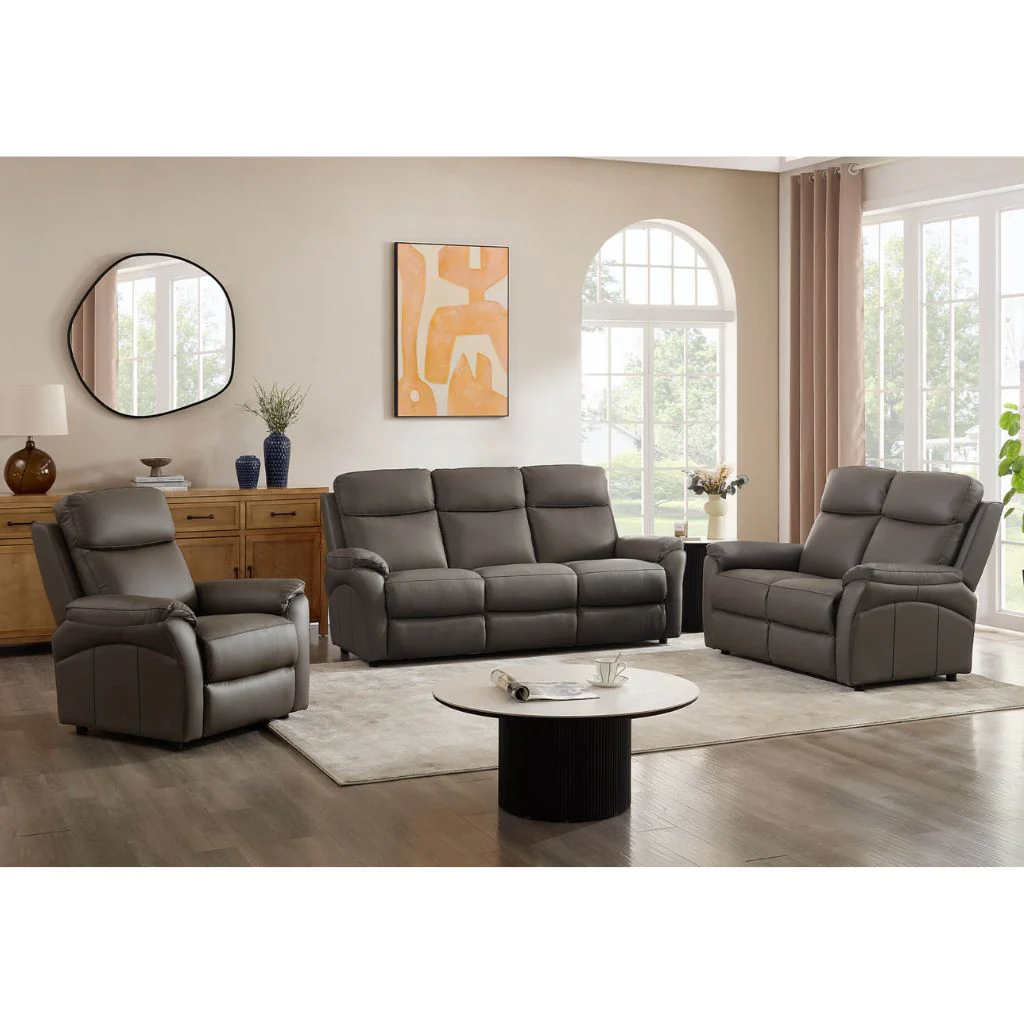 Nardo Truffle Leather Fixed Sofa Range by Vida Living